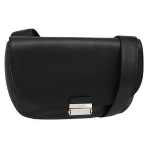 LOEWE Shoulder Bag Leather Black Silver Auth